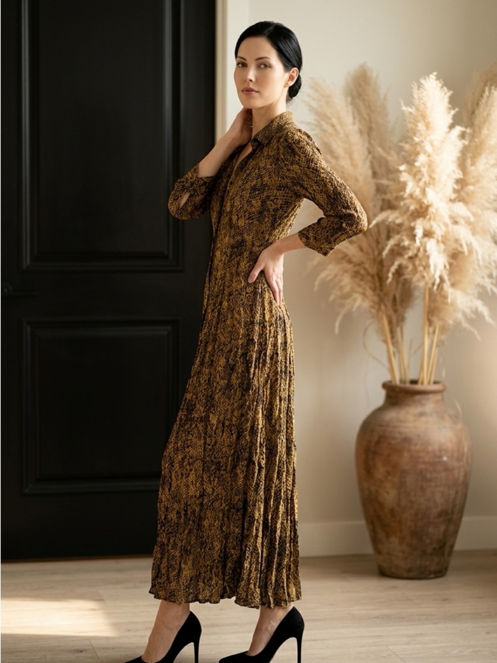 🔥 Chic Snake Print Maxi Shirt Dress | Button Front | Flowing Statement Piece